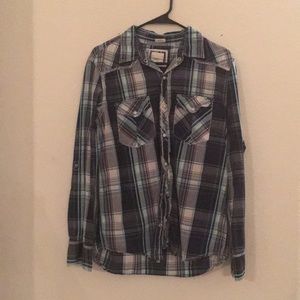 Men’s BKE plaid long sleeve button shirt medium